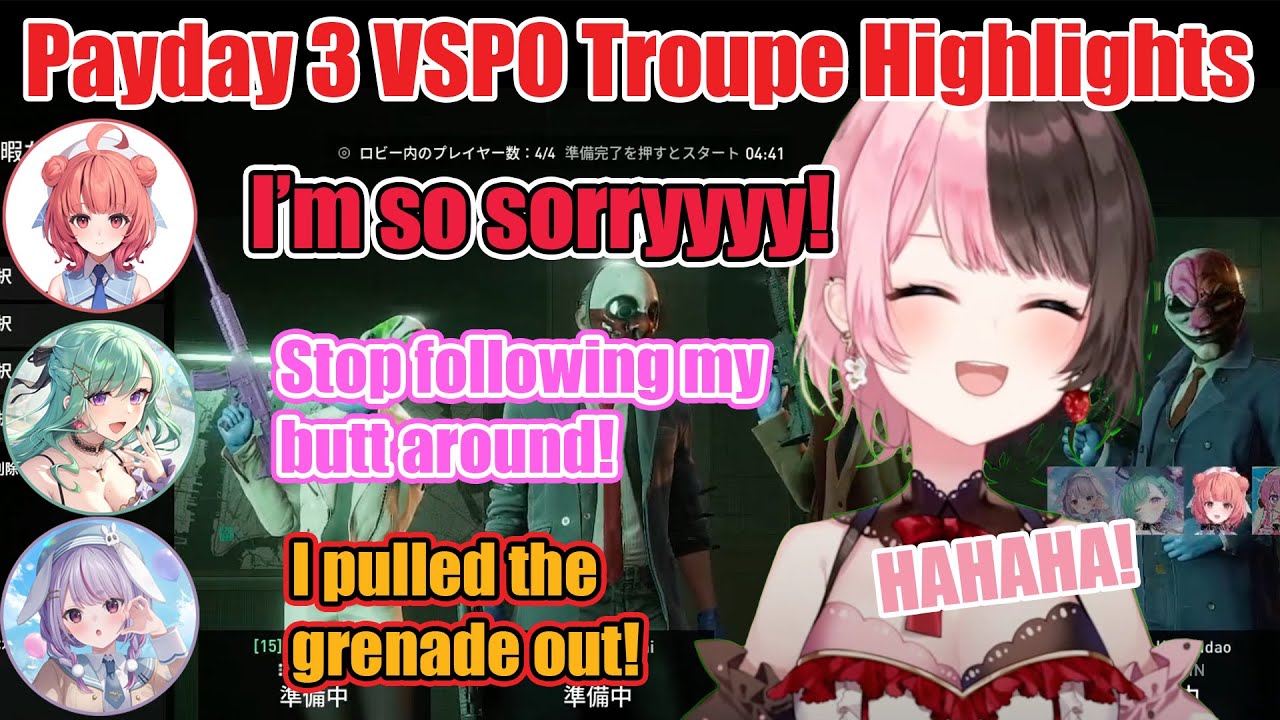 Hinano laughing at Akarin's scew up in Payday 3【ENG SUB/VSPO!/Tachibana Hinano/Akarin】