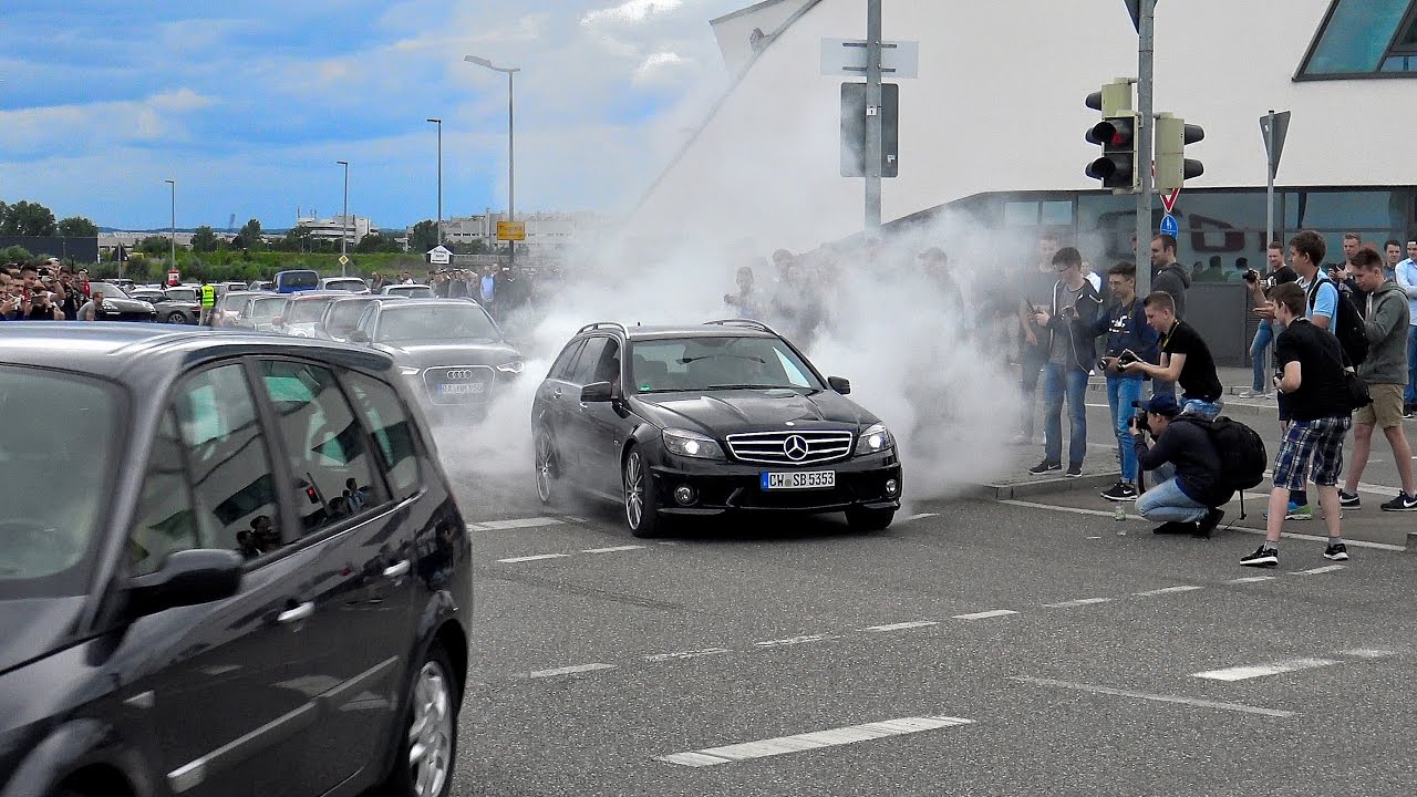 Mercedes/AMG´s at Motorworld Stuttgart | Revs, burnouts and drifts!!! | C63, A45, SLS...