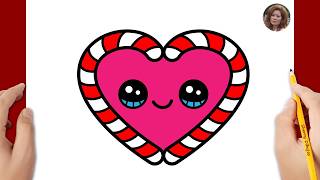 Cómo Dibujar Un Corazón Kawaii De Navidad Dibujos De Navidad Para Dibujar