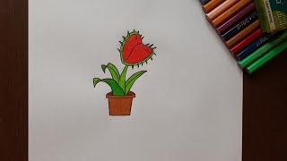 How to draw a Venus Flytrap | Easy step by step Drawing for kids and beginners | Draw with Dark