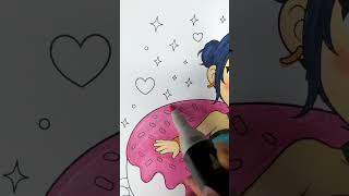 Zoey K Pop Huntrix Kawaii Coloring | #KawaiiDrawing # relaxing #shorts  | LoveAndColor Art