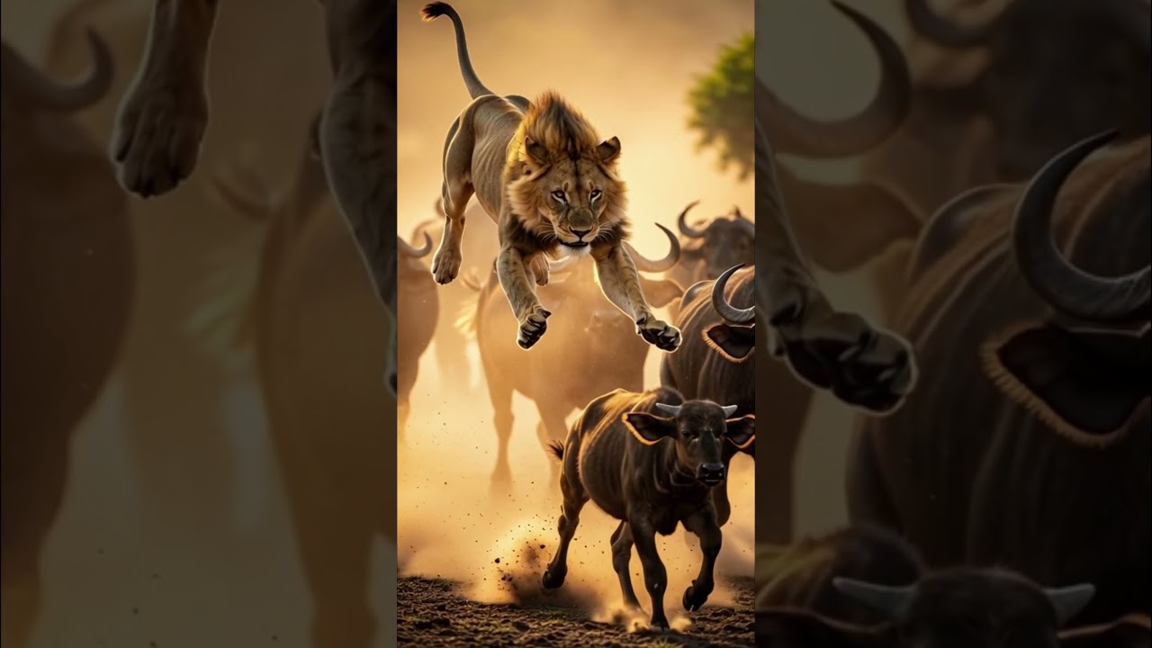 "Buffaloes Unite: The Epic Rescue from a Lion | Cinematic Wildlife Short" 
