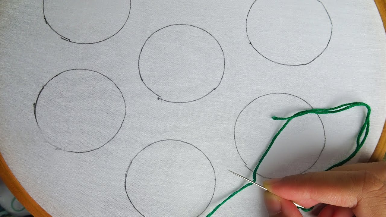 hand embroidery different type circle stitch, 6 embroidery in one video