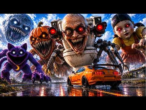 10 Monsters Try to DESTROY My Supra! (Goo Goo GaGa, Scientist Toilet, Six Seven Guy) | BeamNG #71