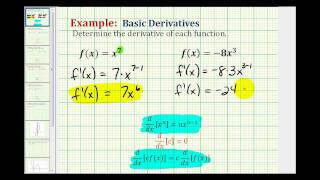 Ex 1:  Basic Derivatives Using the Power Rule