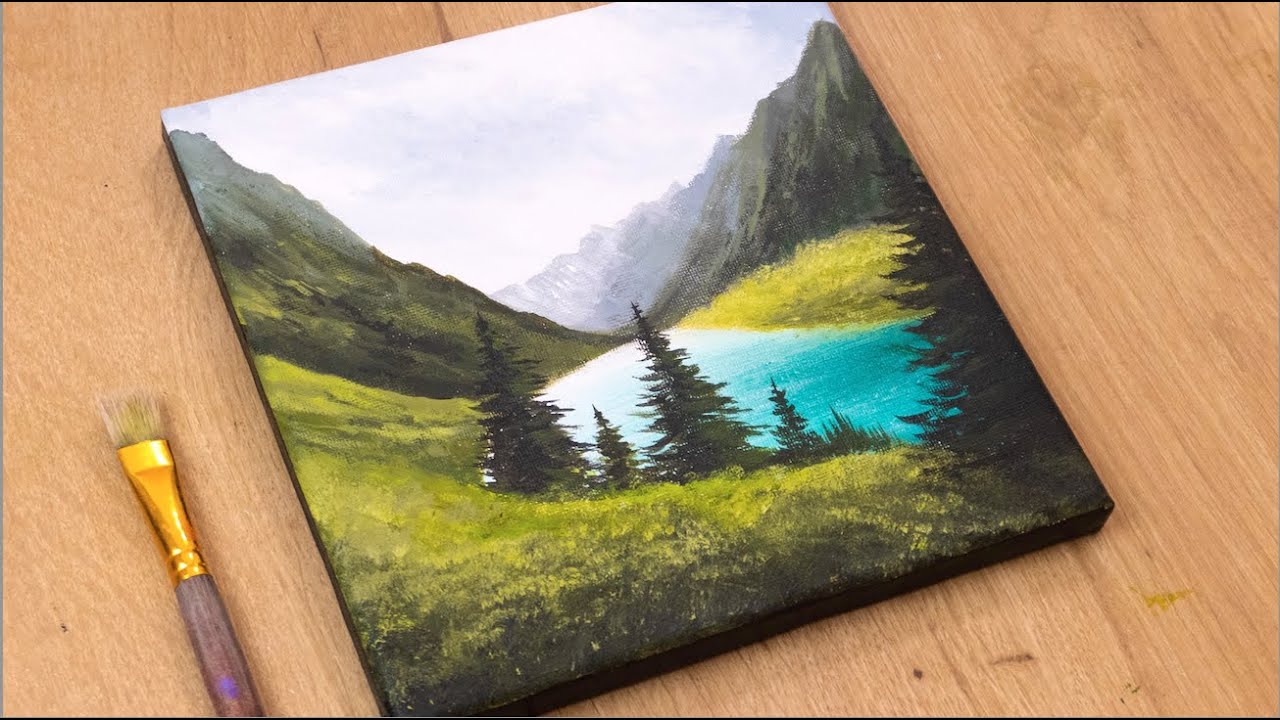 Mountain Landscape Scenery | Acrylic Painting Tutorial For Beginners 