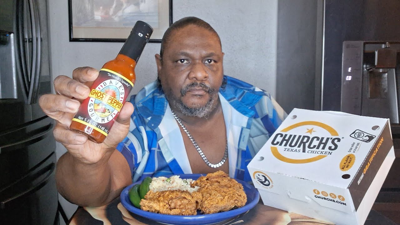 CHURCH'S CHICKEN AND DAVE'S GHOST PEPPER NAGA JOLOKIA HOT SAUCE. HOW HOT IS IT 