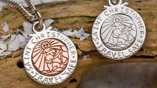 Off The Map unique men's women's Saint Christopher necklaces in silver yellow rose gold