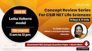 CSIR NET Day 10 - UNIT 10 Lotka Volterra model