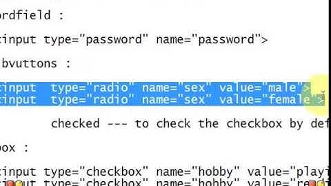 Html forms Tutorial 2017 - 11 tutorial Working with form part 2 - creating radio button & checkbox