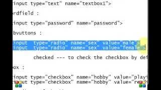 Html forms Tutorial 2017 - 11 tutorial Working with form part 2 - creating radio button & checkbox