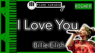 I Love You (HIGHER +3) - Billie Eilish - Piano Karaoke Instrumental