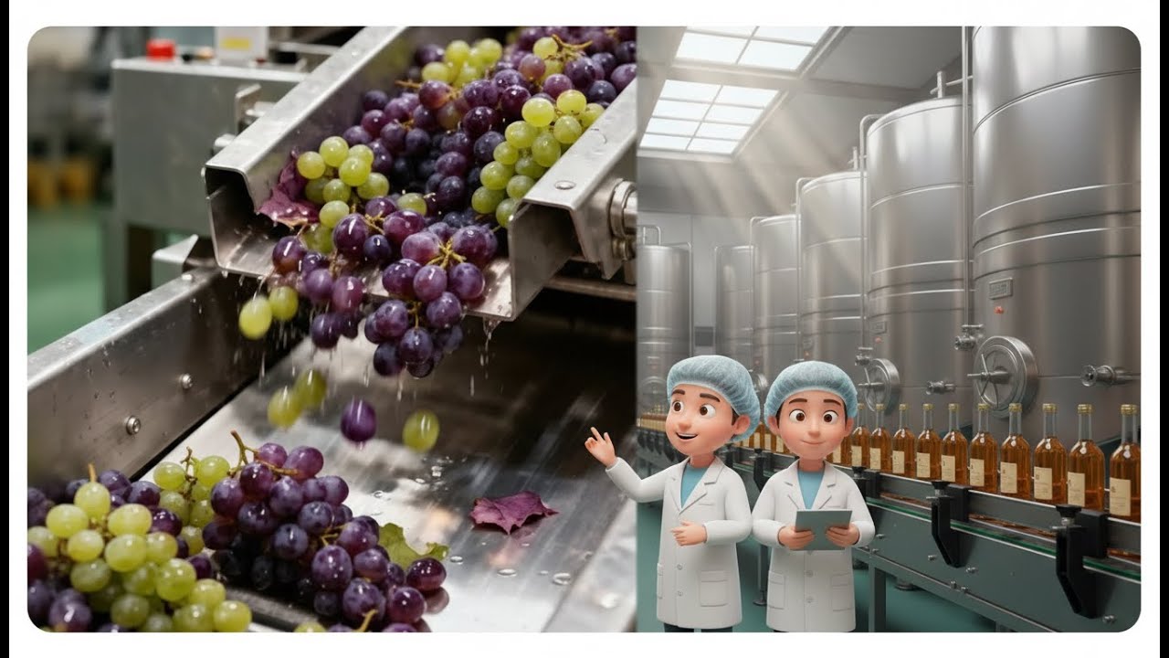 inside a large scale winery producing millions of wine bottles daily