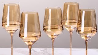 Amazon Box Of The Day! Amber Colored Wine Glasses Set 6 #amazon