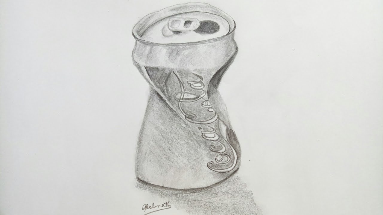 A crushed coca-cola can || pencil shading || Easy step by step - YouTube