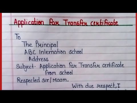 Application for Transfer certificate from the school | TC application in English| letter writing