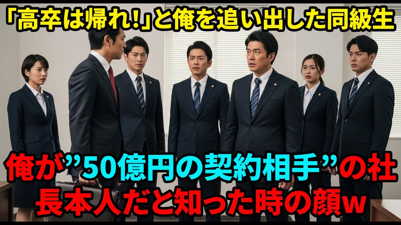 【スカッと】商談先で、エリート同級生「高卒は場違いだ！」と俺を侮辱。俺が「50億の契約、ご破算ですね」と告げると、彼は顔面蒼白に→後日、会社をクビになった彼が…【感動する話】