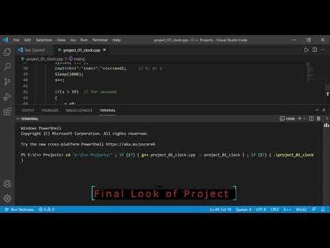How to clock project using C++ | simple project for Noob | Beginners | coding | projects | vs code