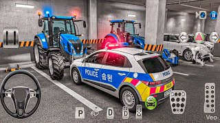 🚜 Tractor police car and excavator Stuck in parking 🚓 3D driving class  screenshot 5