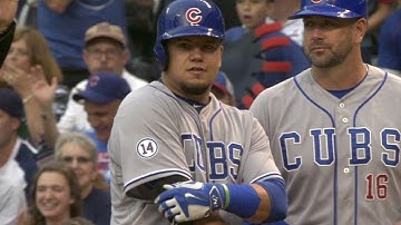 CHC@CLE: Schwarber drills his first four MLB hits