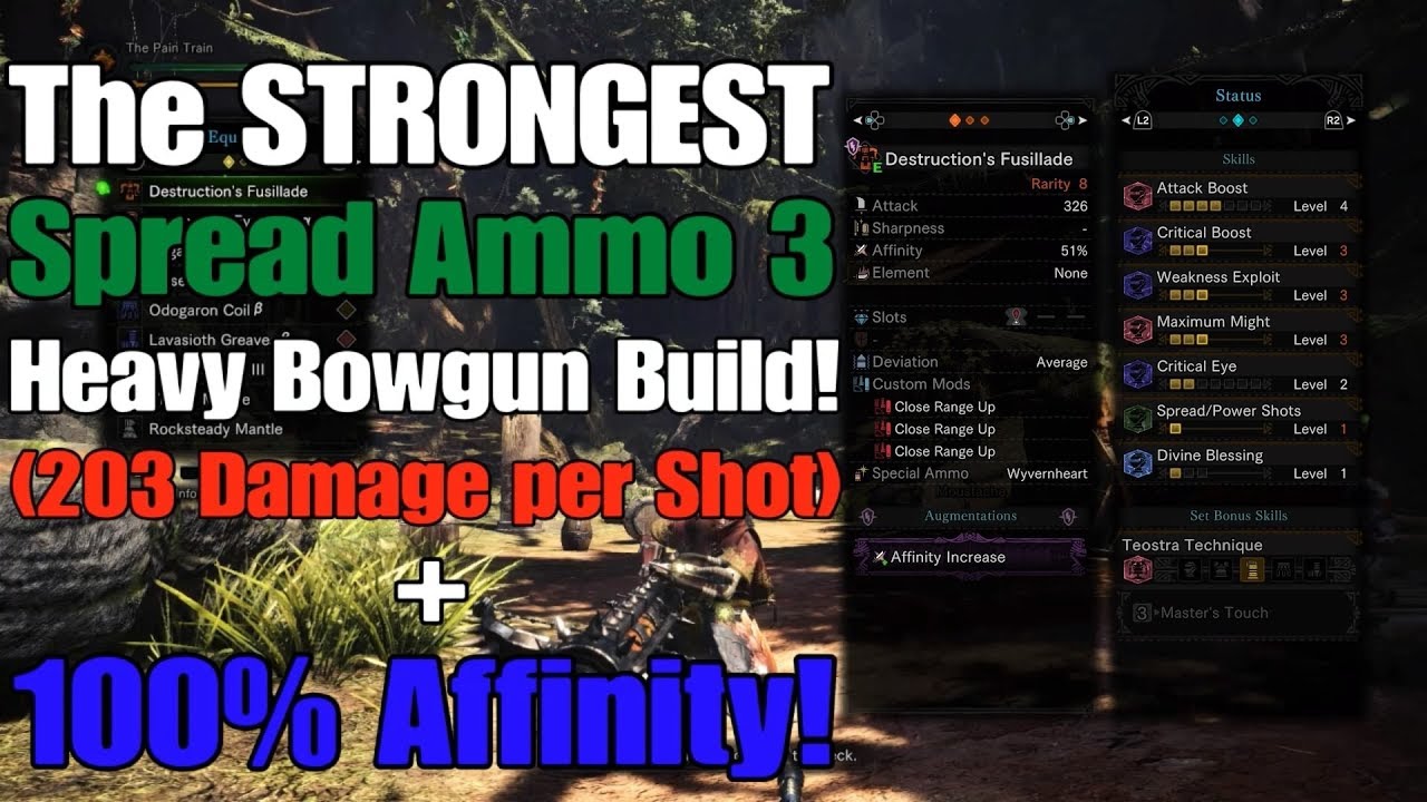 Mh World The Strongest Spread Ammo 3 Hbg Build 3 Damage Per Shot 100