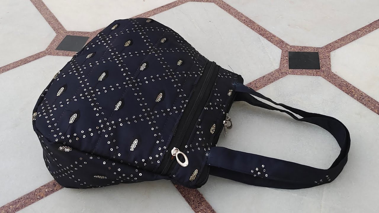 रेडिमेड स्टाइल बैग बनाएं घर पर ही- zipper handbag cutting and stitching at home/ bag bnane ka tarika