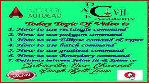 Autocad 2016 : Autocad 2D 2nd Lecture i.e Rectangle,Ellipse,Hatch,Gradient,Spline in Urdu