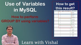 Creating Variables with SELECT in MySQL | GROUP BY | MySQL | DBMS | Learn with Vishal