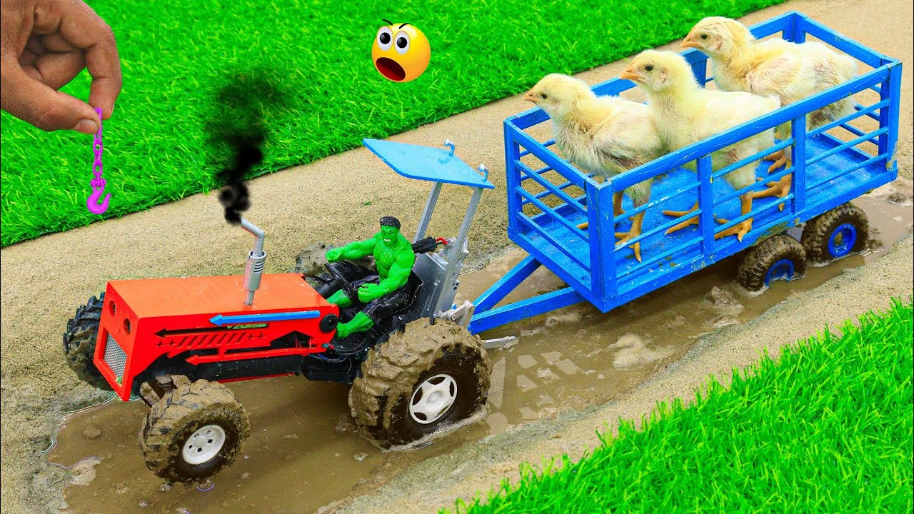 diy mini Tractor baby chicks Rescue and feed processing machinery science project 