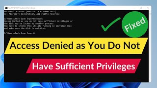 Access Denied As You Do Not Have Sufficient Privileges || chkdsk error