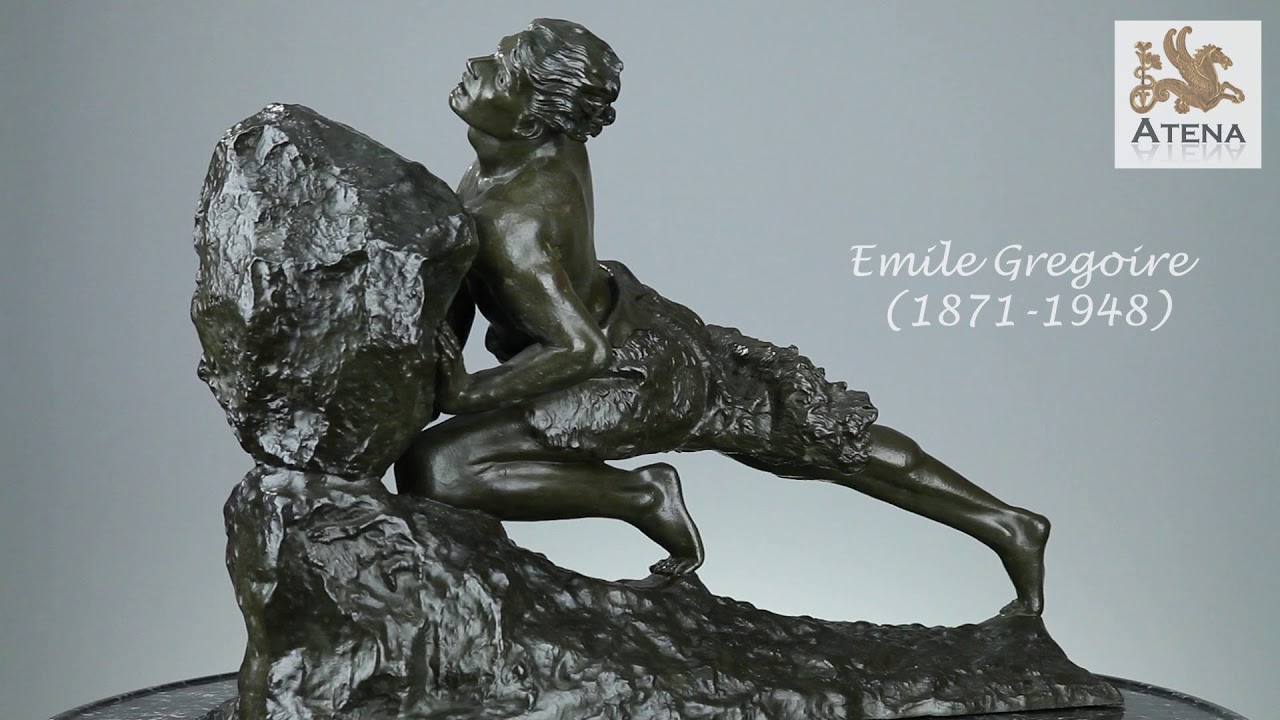 Sculpture en bronze "Le mythe de Sisyphe" d'Emile Gregoire (1871-1948