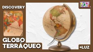 Globo Terráqueo Discovery con Luz| Estilo Antiguo| Muestra las Primeras Rutas Marítimas| TEACH PLAY