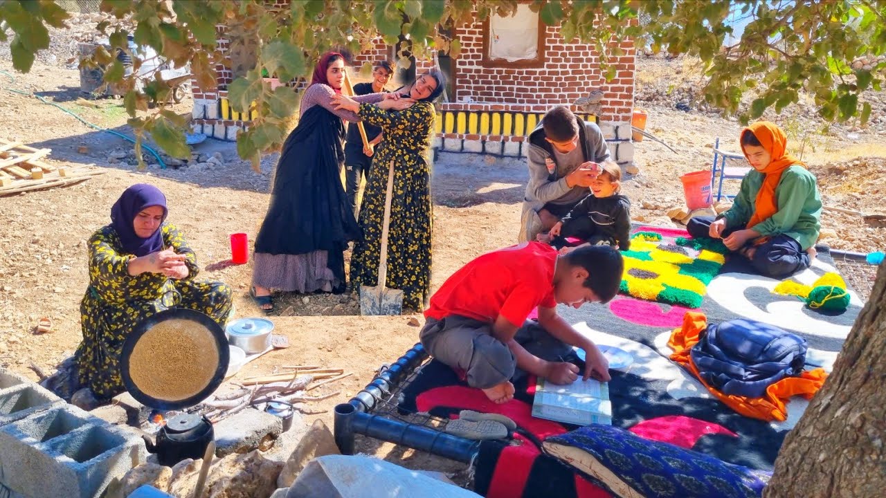 "Cooking delicious local food: Helping Farzaneh and her children build a roof"