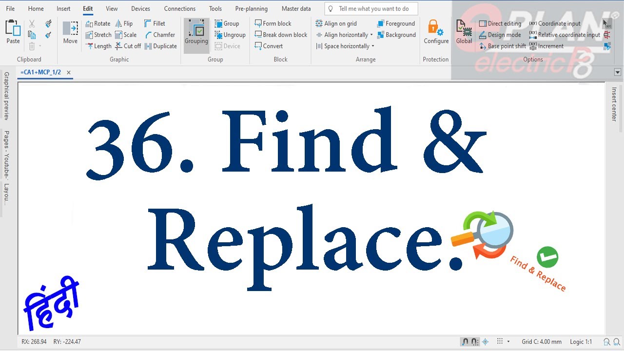 E-36. Find & Replace || Eplan tutorial for beginners in Hindi. - YouTube