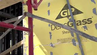 How to install densglass, caulking joints, seem, screws and corners to the exterior walls building