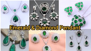 Latest gorgeous Emerald & Diamond Pendants||#emeraldpendant #diamondpendants