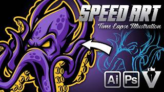 Kraken Mascot Logo Illustration | SPEED ART