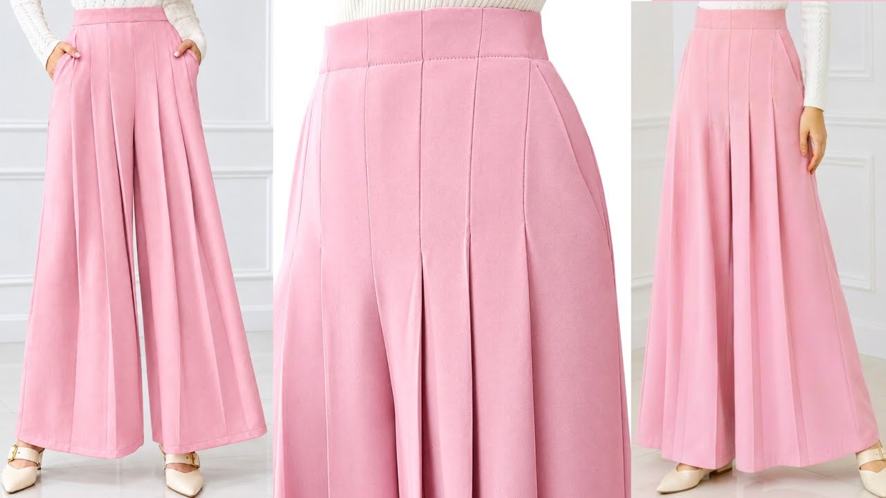 Korean Palazzo Pant Cutting & Stitching| Perfect Pleats 🔥 Elegant Fit | Korean PantCutting