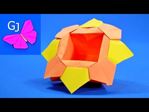 Коробочка оригами с цветком