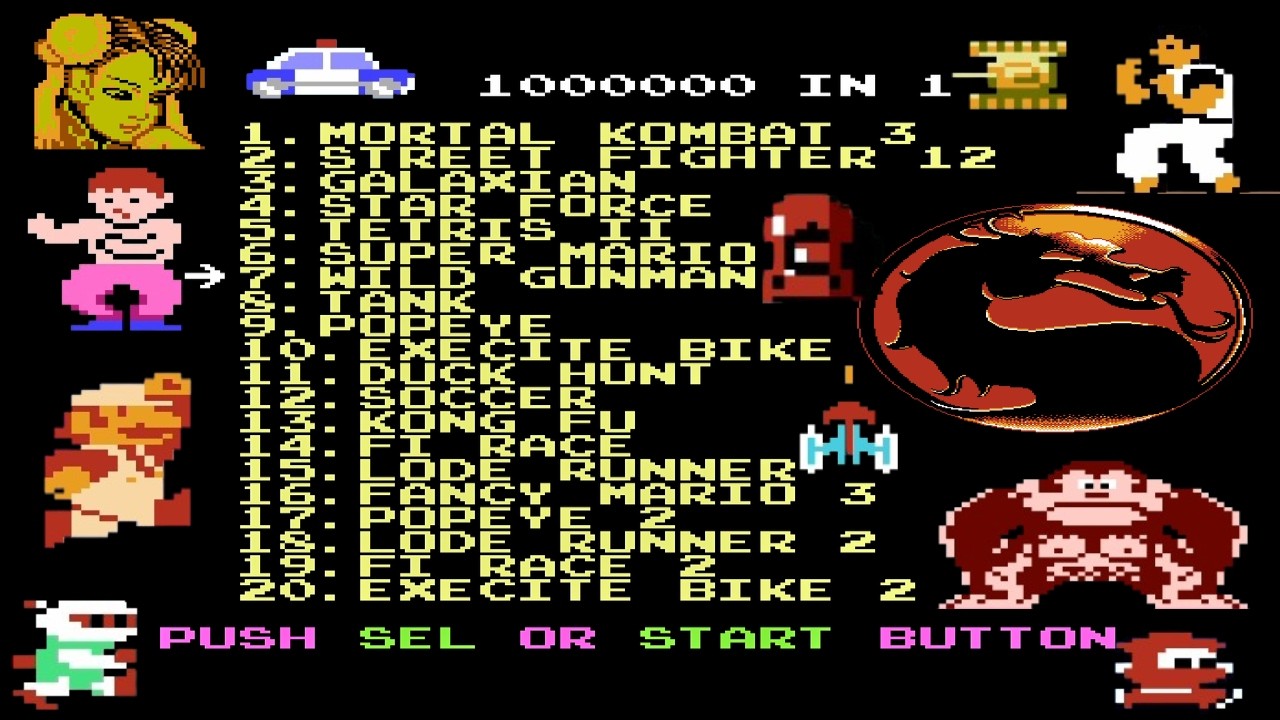 NES 1000000 in 1 Gameplay : All Classic Retro Games In One Rom - YouTube