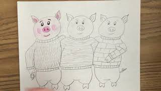 3 Little Pigs Guided Drawing