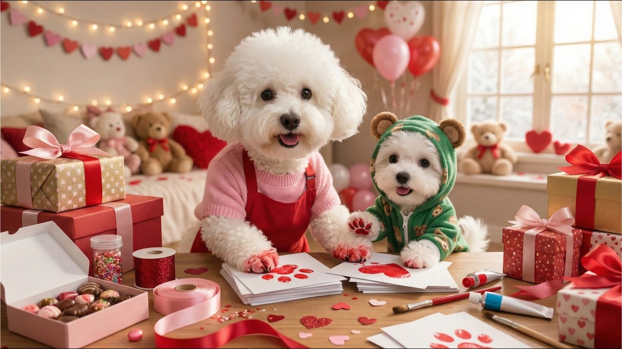 Baby Puppy created card🐾💖 by leaving unique paw! special gift for Mom Dog🌷