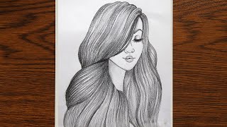 How to draw a Girl with Beautiful Hair style || Girl Drawing Easy || Pencil sketch