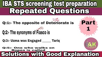 IBA STS screening Test Preparation | IBA STS Bps 5 to 15  Test Preparation | STS repeated Questions