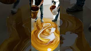 SATISFYING Epoxy Resin Art Gold Marble Floor Full Transformation #epoxy #shorts #viralshorts