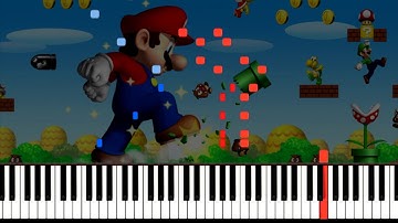 Super Mario on With Sound Effects 8 Bit piano Synthesia