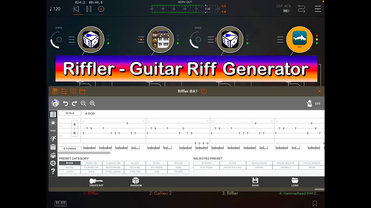 RIFFLER Guitar Riff Generator Now AUv3 Tutorial & Demo for the