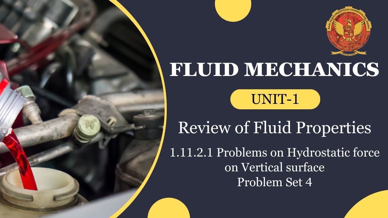1.11.2.1 Problem Set 4 on Hydrostatic force on Vertical surface | ME404 |