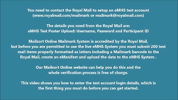 Mailsort Online Mailmark - 01 - eMHS Setup