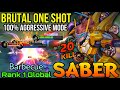 20 Kills Brutal One Shot Saber Golden Flash Aggressive Play! - Top 1 Global Saber by Barbecue - MLBB